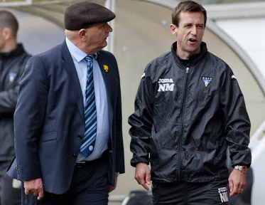 Dunfermlin?e Athletic v Forfar Athletic Irn Bru First Division Play Off East End Park 11 May 2013 Dick Campbell and Neil McCann clash (c) Craig Brown