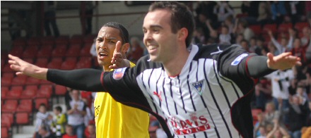 Nick Phinn celebrates opening the scoring