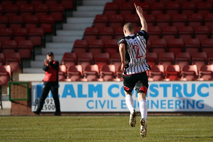 Calum Woods celebrates his goal