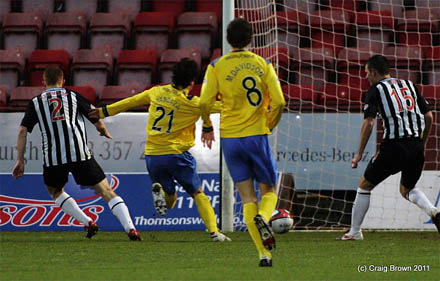 Francisco Sandaza slides in goal number two