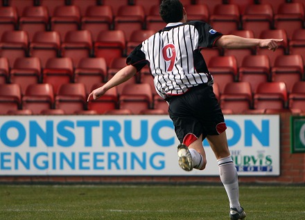 Steven McDougall celebrates his goal on 13th March 2010