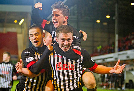 Allan Smith celebrates his goal