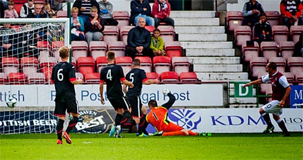 Arbroath opening the scoring at East End Park