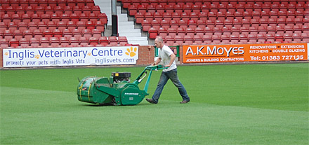 Preparing the surface at East End Park