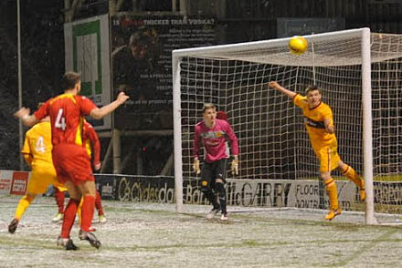 Frazer Johnstone heads off the line