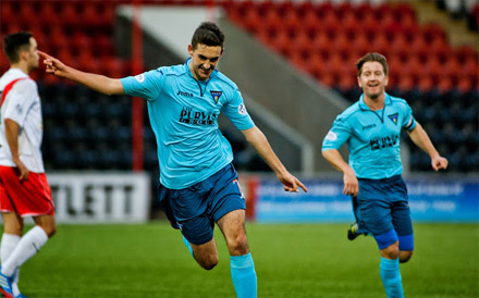 Shaun Byrne celebrates goal at Airdrie