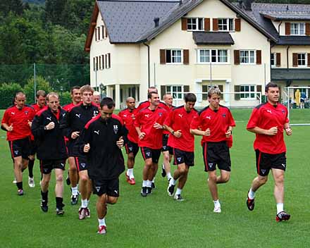 Austin McCann leads the training