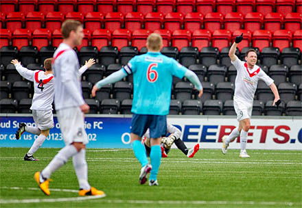 Airdrieonians celebrate second goal