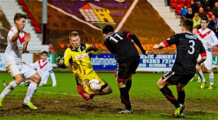 Lawrence Shankland has effort blocked