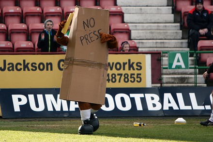 Sammy hides after his yellow card for his Winter Olympic tribute