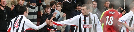 Phinn and Kirk celebrate the equaliser 07/03/09