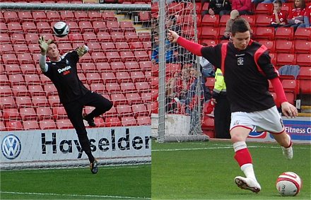 Dorus de Vries and Adam Hammill at warm up, Barnsley