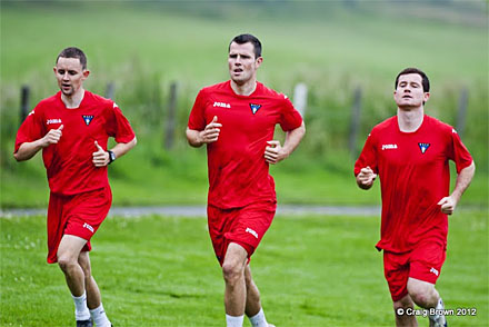 Paul Burns, Andy Dowie and Paddy Boyle in pre season training