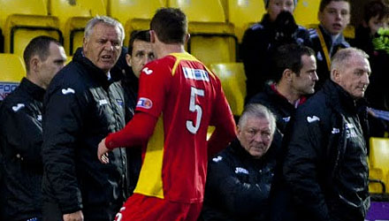 Callum Morris makes his way off after red card at Braidwood Motor Company Stadium