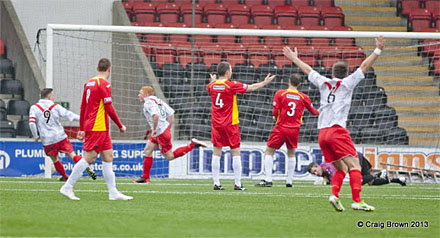 Nathan Blockley celebrates the opening goal