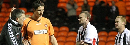 Craig Levein congratulates Lee Wilkie