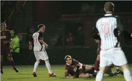 Joe Cardle scores against Stenhousemuir