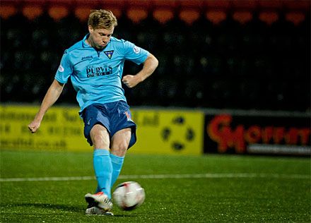 Jordan Moore takes penalty at Airdrie