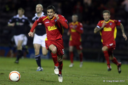 Craig Dargo bursts clear v Raith Rovers