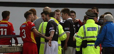 Half Time fracas at Starks Park