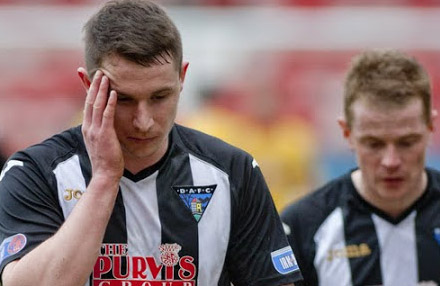 Callum Morris and Andy Geggan leave the pitch