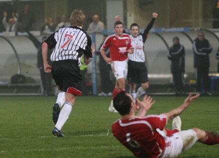 Gibson celebrates goal v Ross County