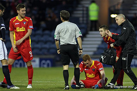 Ryan Thomson sustains facial injury at Starks Park