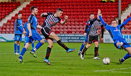 Shaun Byrne shoots for the second equaliser