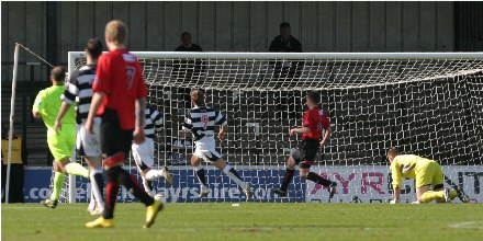 Tam McManus scores for Ayr United v Dunfermline