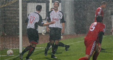 Paul Willis celebrates his goal