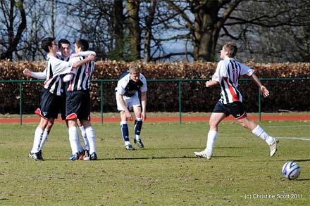 Conor Schiavone celebrates the opener 1-0