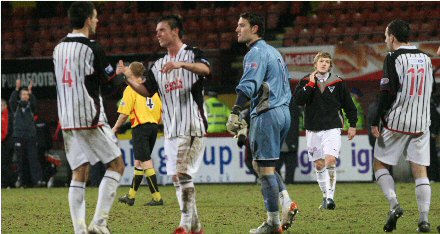 Cardle is congratulated for his hattrick