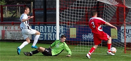 Jordan White nets the first of his three v Brechin City U19s