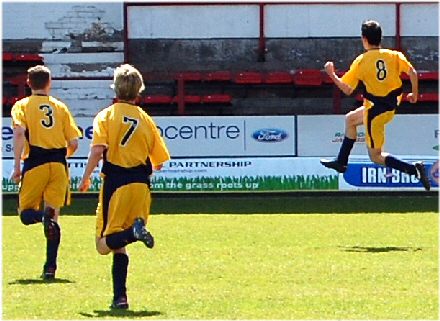 Shaun Byrne celebrates goal at east End Park, Dunfermline Reserves v Raith Rovers Reserves 15.05.10