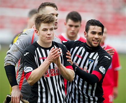 Alex Whittle and Faissal El Bakhtaoui celebrate three points