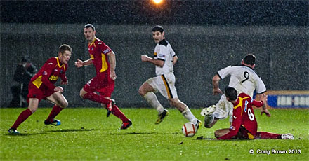 Shaun Byrne earned a yellow card for this challenge 