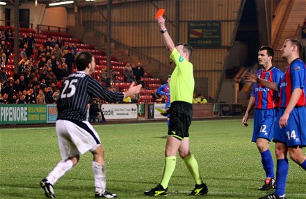 Stevie Crawford shown red card