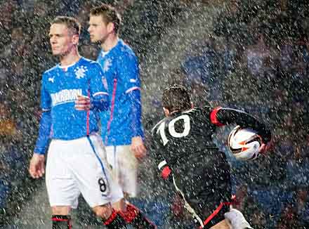 Josh Falkingham scores at Ibrox