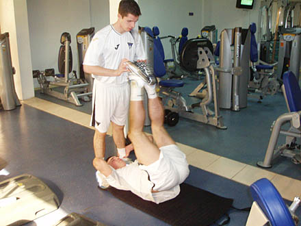 DAFC U20s in gym in Cyprus