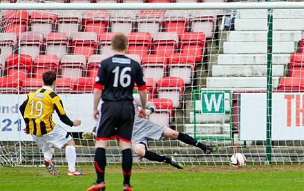 Liam Buchanan scores from the spot